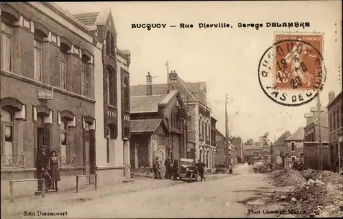 Ak Bucquoy Pas de Calais, Rue Dierville, Garage Delambre