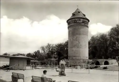 Ak Gera in Thüringen, Terrassencafe Osterstein, Turm, Spielplatz