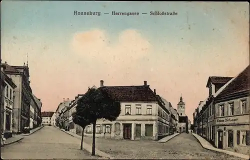 Ak Ronneburg in Thüringen, Herrengasse, Schlossstraße