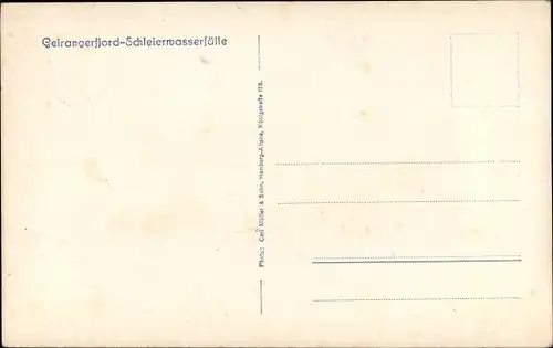 Ak Geirangerfjord Norwegen, Schleierwasserfälle, Dampfer