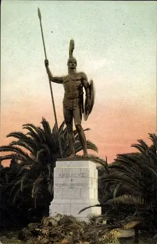 Ak Korfu Griechenland, Statue des Achilles