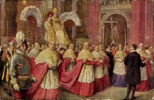 Künstler Ak Il Pontefice Pio XI in Sedia Gestatoria,Basilica di San Pietro,Papst