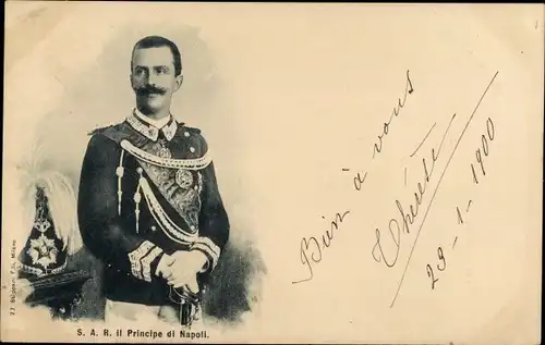 Ak Viktor Emanuel III, König von Italien, Portrait in Uniform