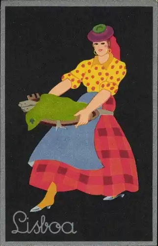 Ak Lisboa Lissabon Portugal, Peixeira, Frau in Volkstracht