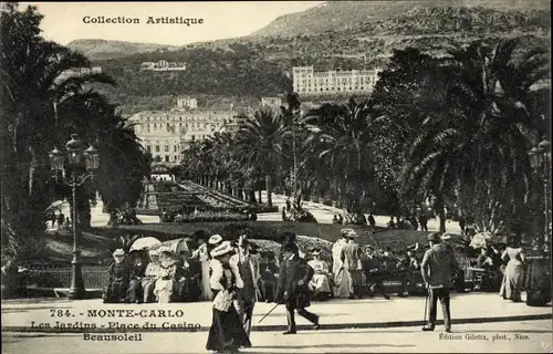 Ak Monte Carlo Monaco, Les Jardins Place du Casino Beausoleil