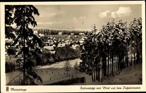 Ak Braunlage im Oberharz, Teilansicht mit Blick auf den Achtermann, Winter