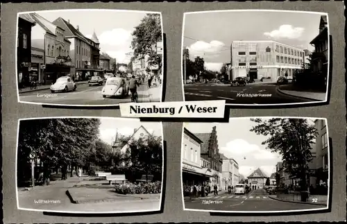 Ak Nienburg an der Weser, Kreissparkasse, Langestraße, Wilhelmstraße, Hafenstraße