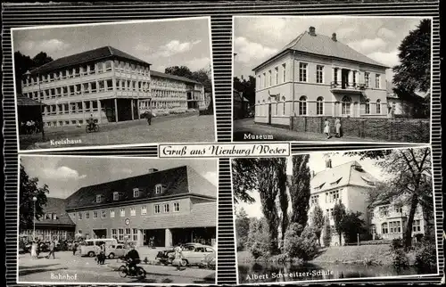 Ak Nienburg an der Weser, Museum, Kreishaus, Bahnhof, Albert Schweitzer Schule