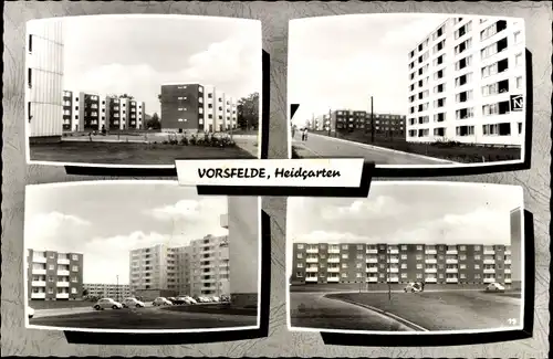 Ak Vorsfelde Wolfsburg in Niedersachsen, Heidgarten, Hochhäuser