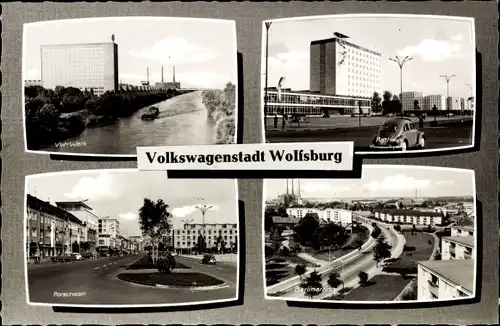Ak Wolfsburg in Niedersachsen, VW Werk, Rathaus