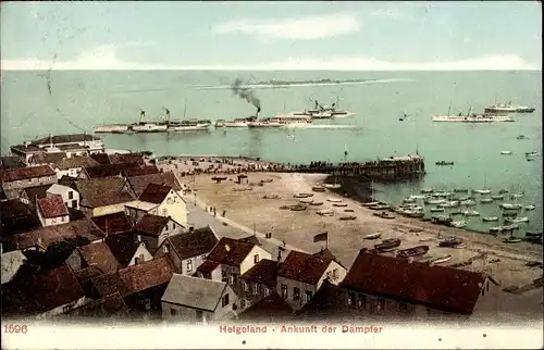 Ak Helgoland, Ankunft der Dampfer