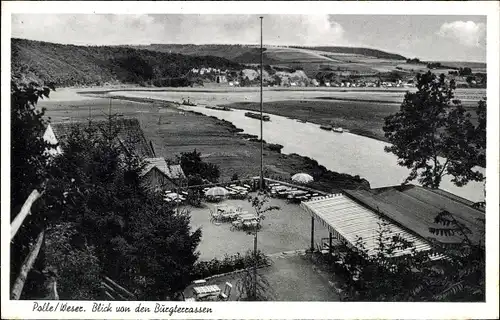 Ak Polle an der Weser, Poller Burgterrassen, Panorama