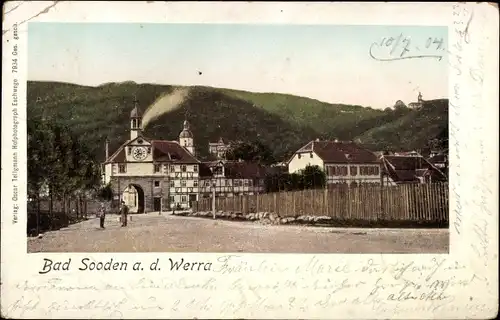 Ak Bad Sooden Allendorf an der Werra Hessen, Straßenansicht, Tor, Turmuhr