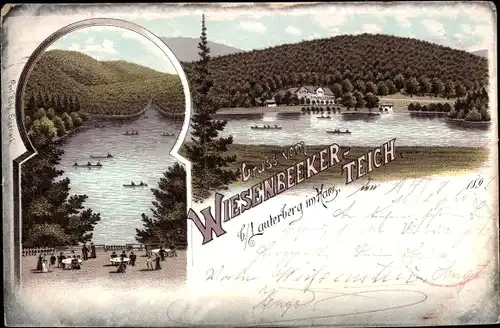 Litho Bad Lauterberg im Harz, Wiesenbeeker Teich, Boote, Terrasse