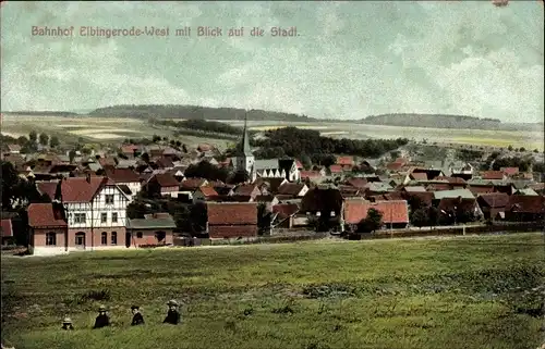 Ak Elbingerode Oberharz am Brocken, Bahnhof West mit Blick auf die Stadt