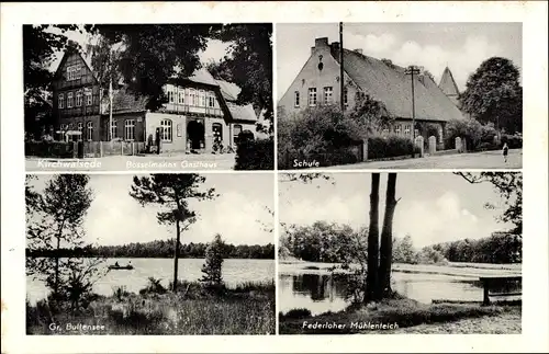 Ak Kirchwalsede in Niedersachsen, Bosselmanns Gasthaus, Schule, Gr. Buttensee, Federloher Teich