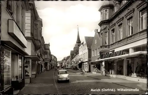 Ak Aurich in Ostfriesland, Wilhelmstraße, Geschäfte