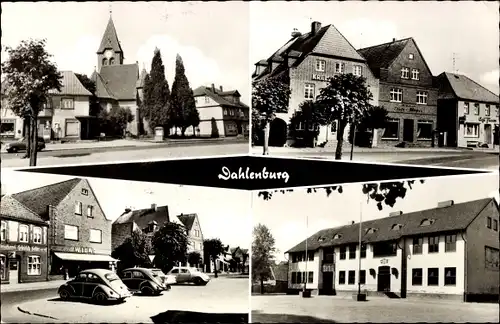 Ak Dahlenburg in der Lüneburger Heide, Teilansichten, Geschäftshäuser, Straßenpartie