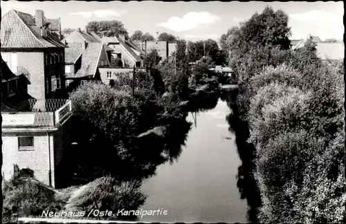 Ak Neuhaus an der Oste, Kanalpartie
