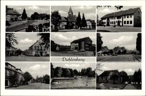 Ak Dahlenburg in der Lüneburger Heide, Museum, Kirche, Freibad, Teilansichten