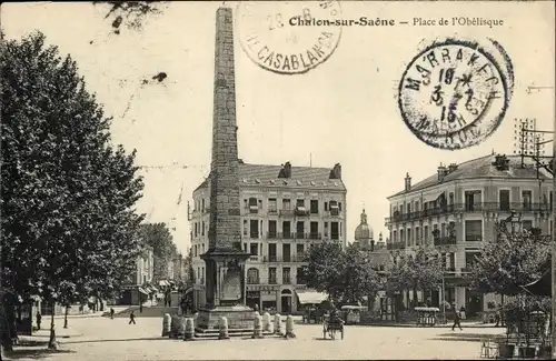 Ak Chalon sur Saône Saône et Loire, Place de l&#39;Obelisk