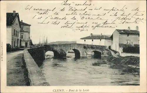 Ak Cluny Saône-et-Loire, Deichbrücke