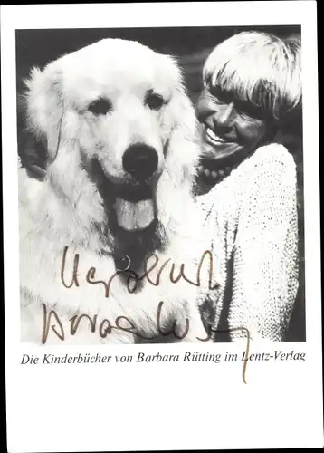 Ak Schauspielerin Barbara Rütting, Portrait mit Hund, Kinderbücher