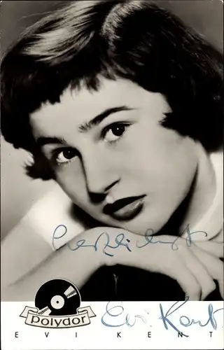 Ak Sängerin Evi Kent, Portrait, Autogramm, Polydor Schallplatten
