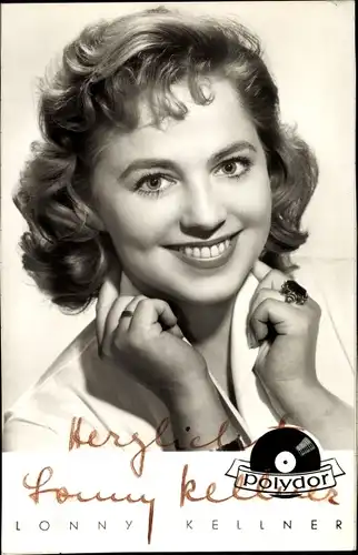 Ak Sängerin Lonny Kellner, Portrait, Autogramm, Polydor Schallplatten
