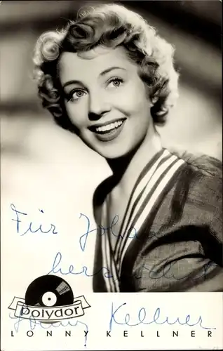 Ak Sängerin Lonny Kellner, Portrait, Autogramm, Polydor Schallplatten