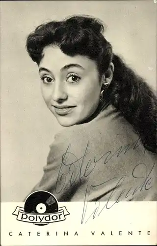 Ak Schauspielerin und Sängerin Caterina Valente, Polydor Schallplatten, Portrait, Autogramm