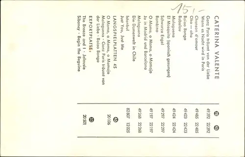 Ak Schauspielerin und Sängerin Caterina Valente, Polydor Schallplatten, Portrait, Autogramm