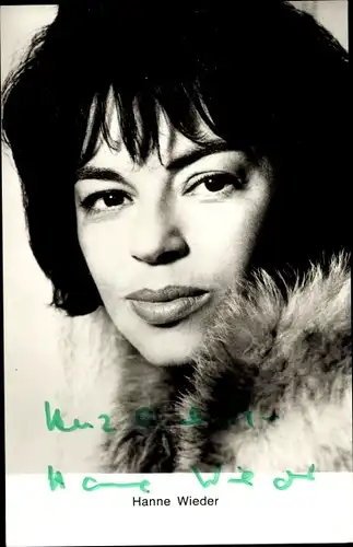 Ak Schauspielerin Hanne Wieder, Autogramm