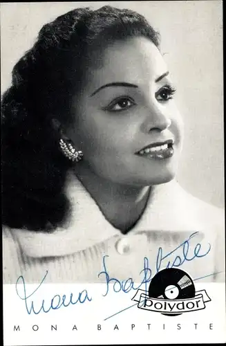 Ak Sängerin Mona Baptiste, Portrait, Autogramm, Polydor-Schallplatten