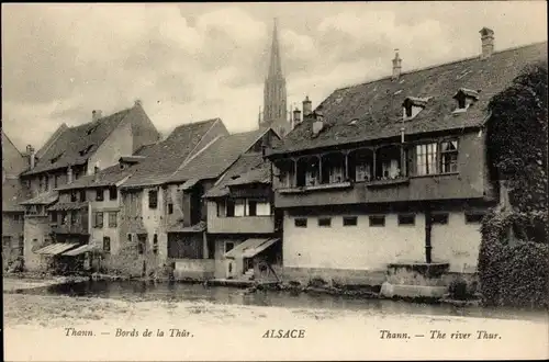 Ak Thann Alsace Haut Rhin, Ufer des Thûr