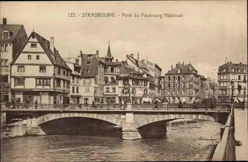 Ak Straßburg Straßburg Elsass Bas-Rhin, Nationalbrücke Faubourg