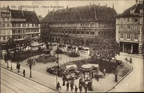Ak Straßburg Straßburg Alsace Bas Rhin, Place Gutenberg