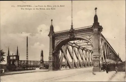 Postkarte Straßburg Straßburg Elsass Unterrhein, Die Rheinbrücken, bei Kehl