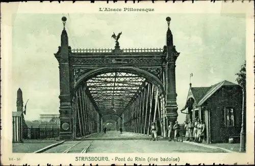 Ak Straßburg Straßburg Elsass Bas-Rhin, Rheinbrücke