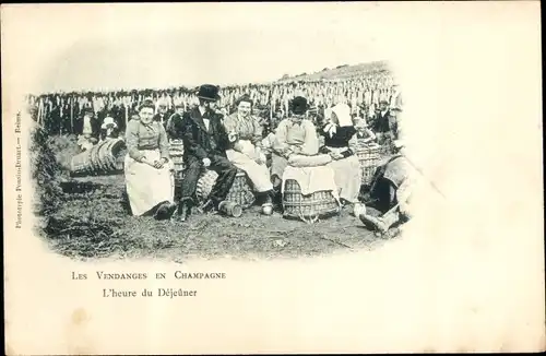 Ak Marne, Les Vendanges en Champagne, l'heure du Dejeuner