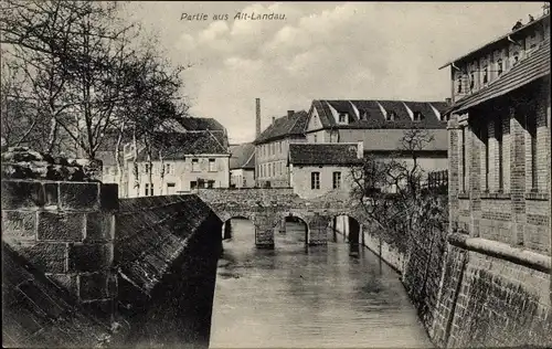 Ak Landau in der Pfalz, Altstadtpartie, Brücke