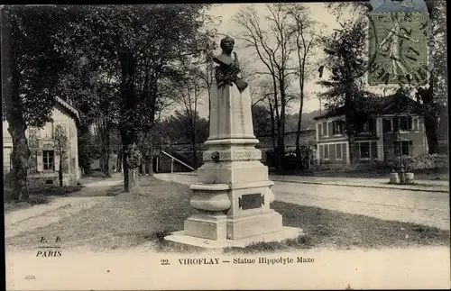 Ak Viroflay Yvelines, Statue Hippolyte Maze