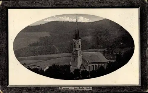 Passepartout Ak Stary Zdrój Altwasser Wałbrzych Waldenburg Schlesien, Katholische Kirche