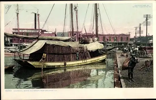Ak New Orleans Louisiana USA, Holzkohleboote, Old Basin