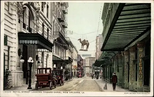 Ak New Orleans Louisiana USA, Royal Street mit Blick auf den Kanal