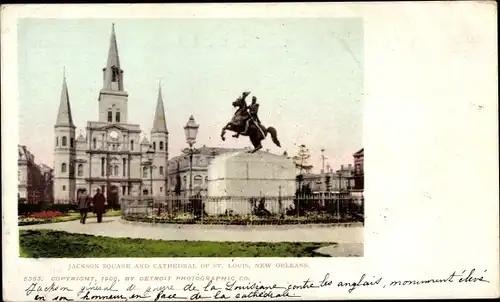 Ak New Orleans Louisiana USA, Jackson Square und Cathedral St. Louis