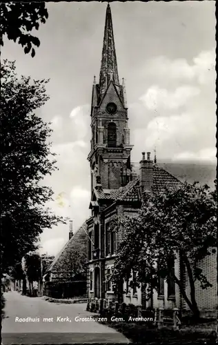 Ak Grosthuizen Nordholland, Rathaus, Kirche