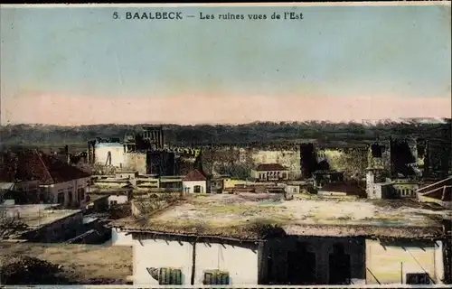 Ak Baalbek Libanon, Die Ruinen von Osten aus gesehen