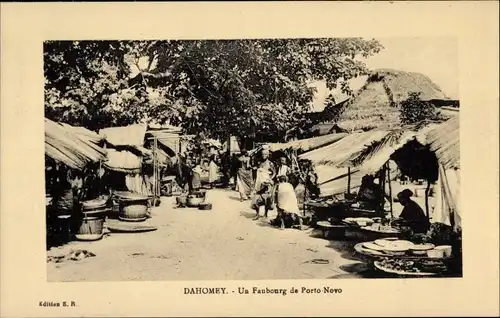 Ak Porto Novo Dahomey Benin, Un Faubourg, Markt