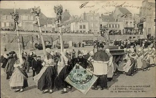 Ak Le Portel Pas de Calais, Procession de la Benediction de la Mer